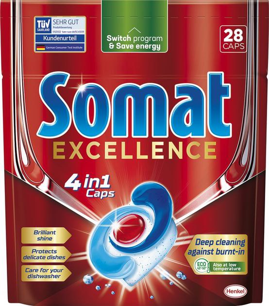 Таблетки для миття посуду у посудомийній машині Somat Exellence 28 таблеток